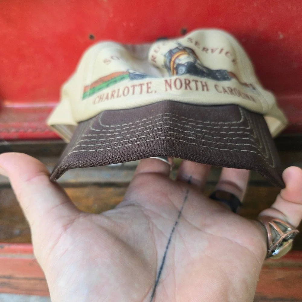 VTG Southern Truck Service Hat Brown Tan Mens OSFM Snapback Charlotte NC Graphic